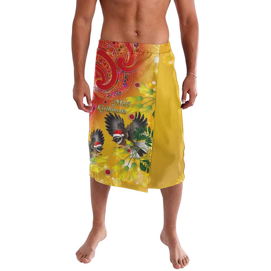 New Zealand Piwakawaka Christmas Lavalava With Maori Pattern LT05 Yellow - Polynesian Pride