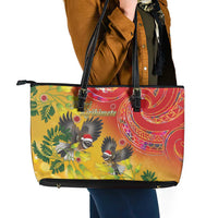New Zealand Piwakawaka Christmas Leather Tote Bag With Maori Pattern LT05 - Polynesian Pride