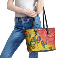 New Zealand Piwakawaka Christmas Leather Tote Bag With Maori Pattern LT05 - Polynesian Pride