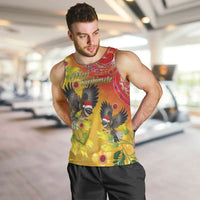 New Zealand Piwakawaka Christmas Men Tank Top With Maori Pattern LT05 Yellow - Polynesian Pride