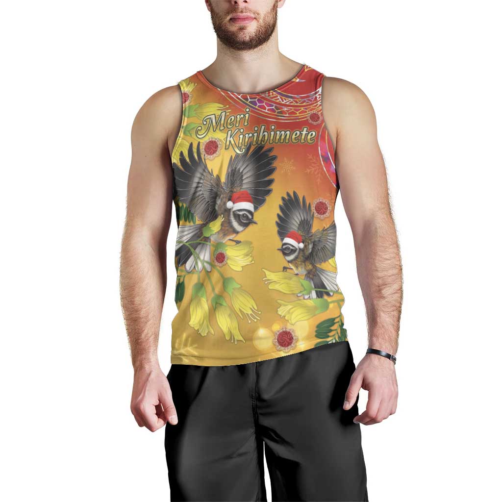New Zealand Piwakawaka Christmas Men Tank Top With Maori Pattern LT05 - Polynesian Pride