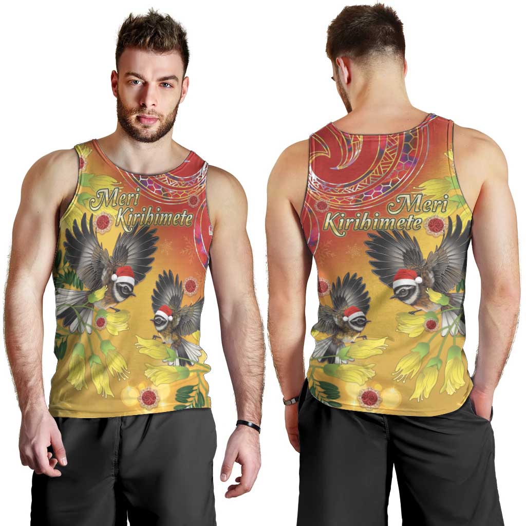 New Zealand Piwakawaka Christmas Men Tank Top With Maori Pattern LT05 - Polynesian Pride