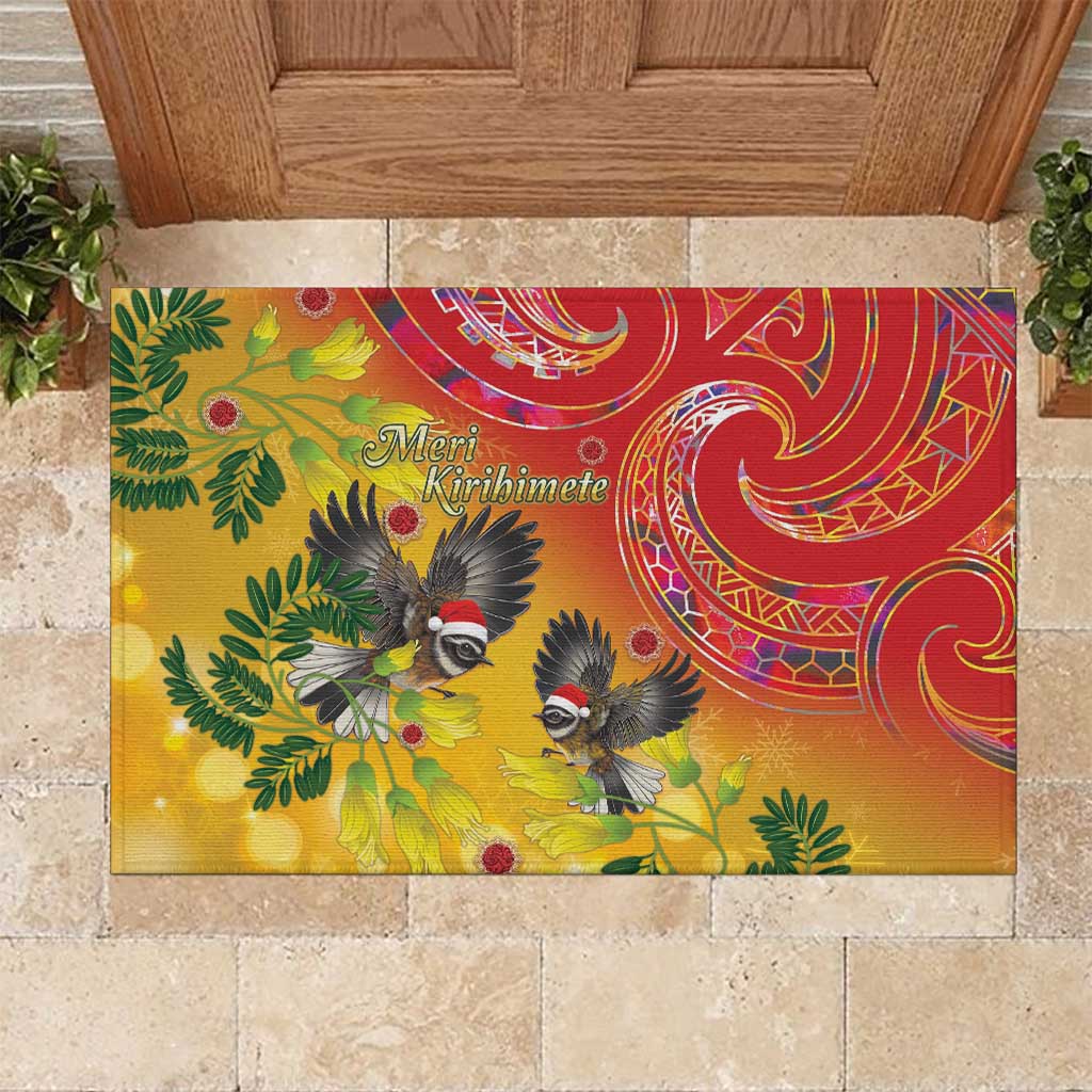 New Zealand Piwakawaka Christmas Rubber Doormat With Maori Pattern