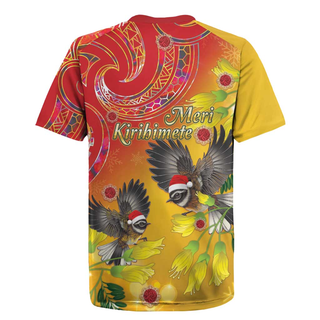 New Zealand Piwakawaka Christmas Rugby Jersey With Maori Pattern
