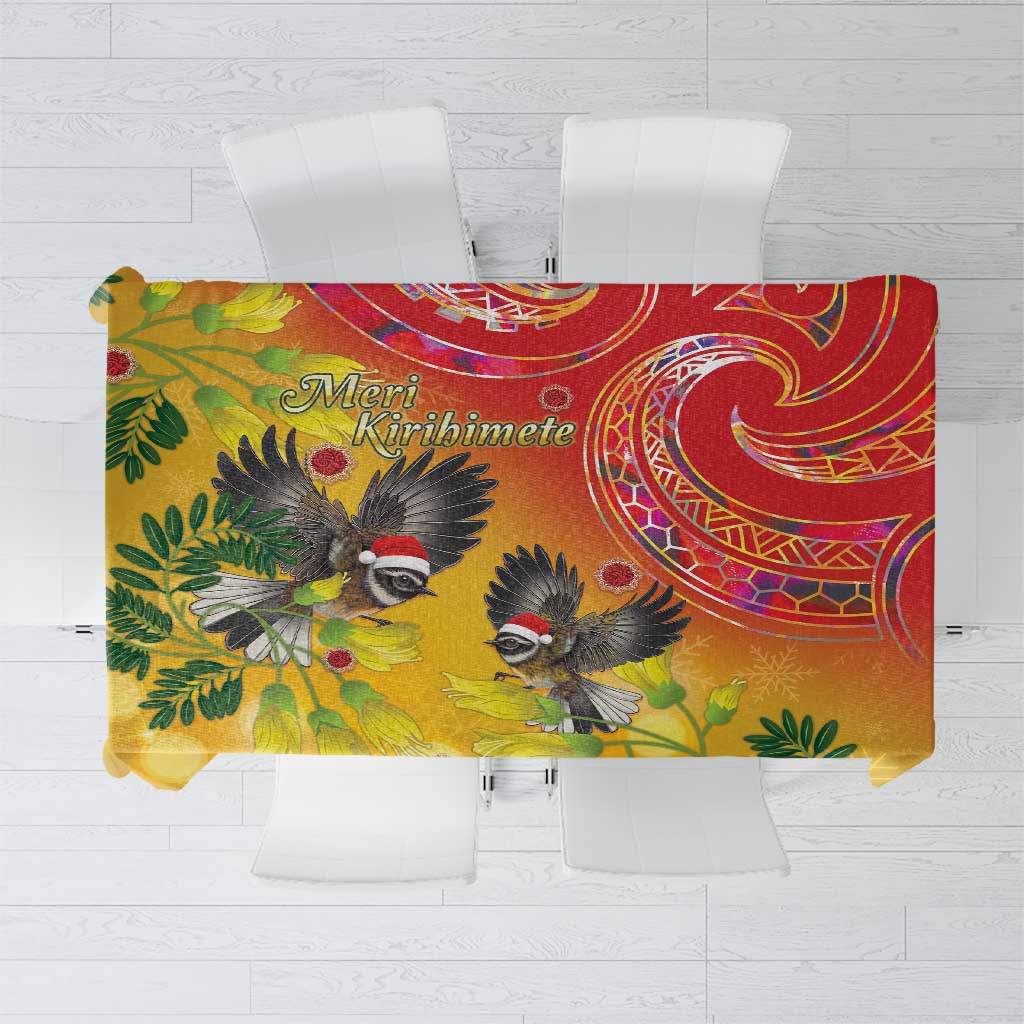 New Zealand Piwakawaka Christmas Tablecloth With Maori Pattern LT05 Yellow - Polynesian Pride