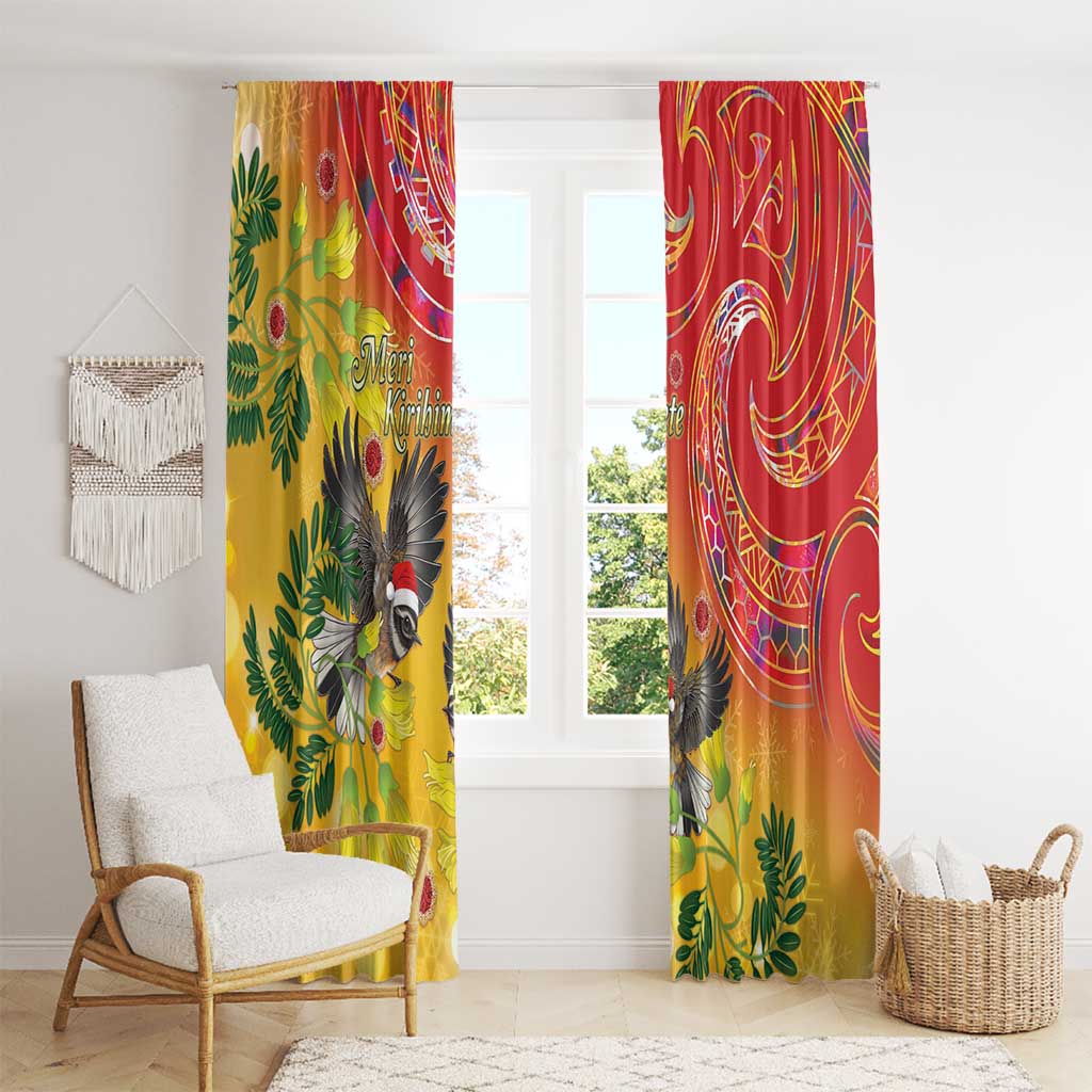 New Zealand Piwakawaka Christmas Window Curtain With Maori Pattern LT05 - Polynesian Pride