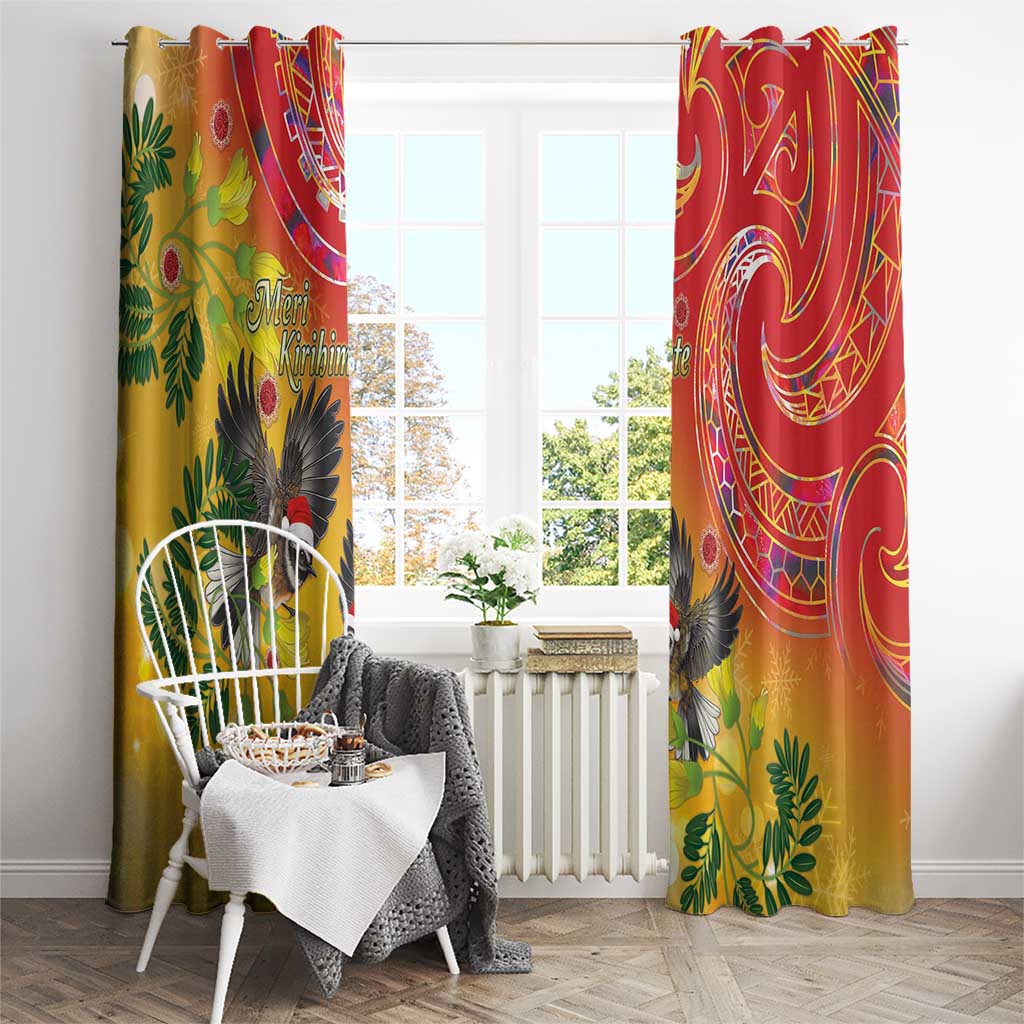 New Zealand Piwakawaka Christmas Window Curtain With Maori Pattern LT05 - Polynesian Pride