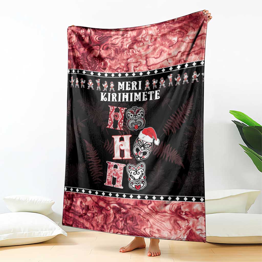 New Zealand Tiki Christmas Blanket Ho Ho Ho Paua Shell Glitter Red LT05 - Polynesian Pride