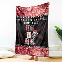 New Zealand Tiki Christmas Blanket Ho Ho Ho Paua Shell Glitter Red LT05 - Polynesian Pride