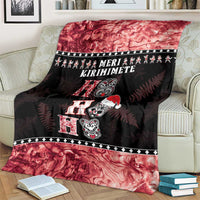 New Zealand Tiki Christmas Blanket Ho Ho Ho Paua Shell Glitter Red LT05 - Polynesian Pride