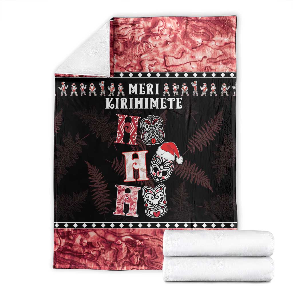 New Zealand Tiki Christmas Blanket Ho Ho Ho Paua Shell Glitter Red LT05 - Polynesian Pride