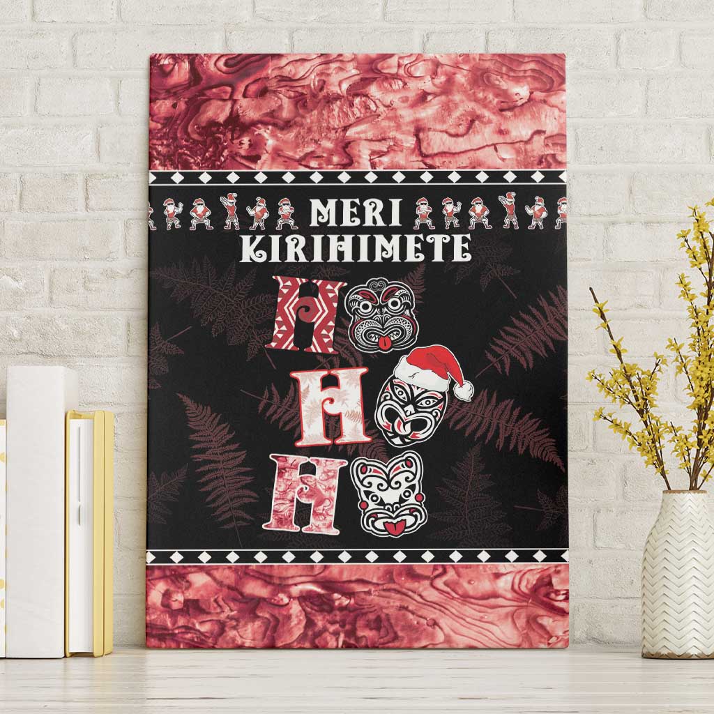 New Zealand Tiki Christmas Canvas Wall Art Ho Ho Ho Paua Shell Glitter Red