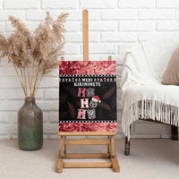 New Zealand Tiki Christmas Canvas Wall Art Ho Ho Ho Paua Shell Glitter Red LT05 - Polynesian Pride