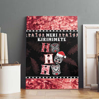 New Zealand Tiki Christmas Canvas Wall Art Ho Ho Ho Paua Shell Glitter Red LT05 - Polynesian Pride