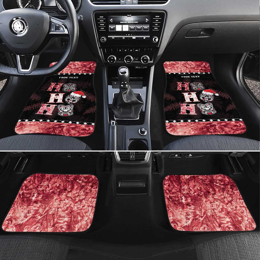 New Zealand Tiki Christmas Car Mats Ho Ho Ho Paua Shell Glitter Red LT05 Set 4pcs Black - Polynesian Pride