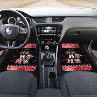 New Zealand Tiki Christmas Car Mats Ho Ho Ho Paua Shell Glitter Red LT05 Set 2pcs - Front Black - Polynesian Pride