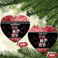 Personalised New Zealand Tiki Christmas Ceramic Ornament Ho Ho Ho Paua Shell Glitter Red LT05 Heart Black - Polynesian Pride