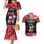 Personalised New Zealand Tiki Christmas Couples Matching Mermaid Dress and Hawaiian Shirt Ho Ho Ho Paua Shell Glitter Red