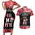 Personalised New Zealand Tiki Christmas Couples Matching Short Sleeve Bodycon Dress and Hawaiian Shirt Ho Ho Ho Paua Shell Glitter Red