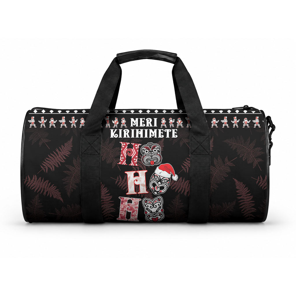 New Zealand Tiki Christmas Duffle Bag Ho Ho Ho Paua Shell Glitter Red LT05 One size Black - Polynesian Pride