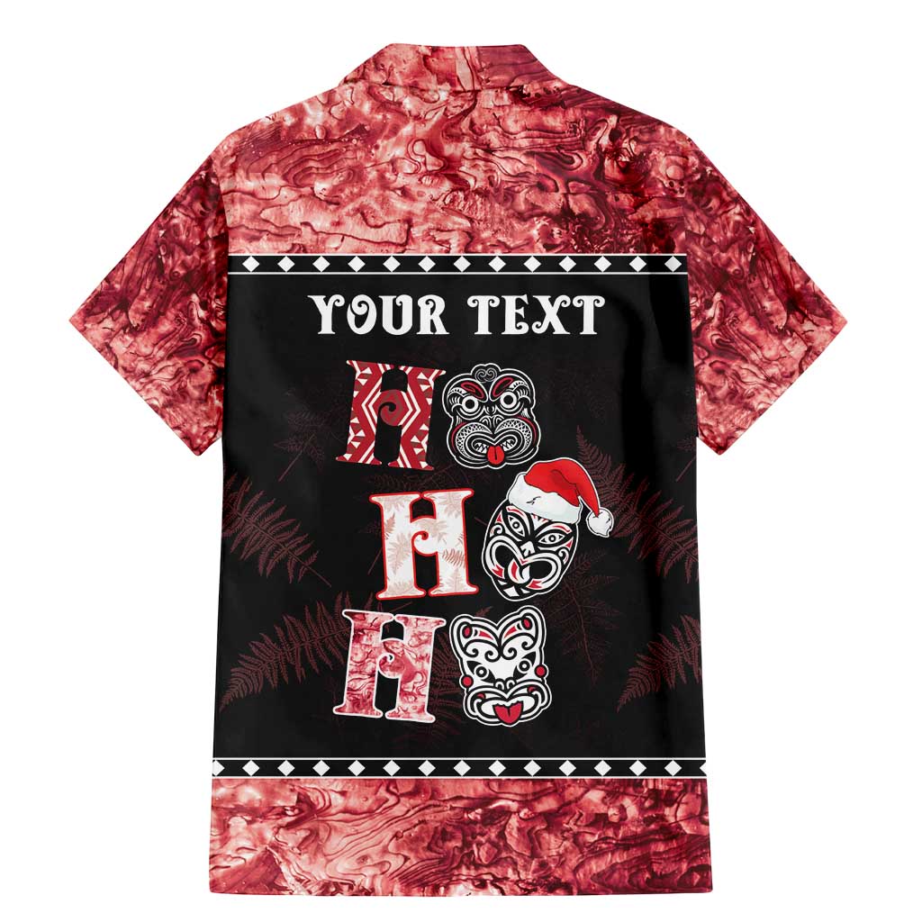 Personalised New Zealand Tiki Christmas Family Matching Mermaid Dress and Hawaiian Shirt Ho Ho Ho Paua Shell Glitter Red