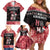 Personalised New Zealand Tiki Christmas Family Matching Off Shoulder Short Dress and Hawaiian Shirt Ho Ho Ho Paua Shell Glitter Red