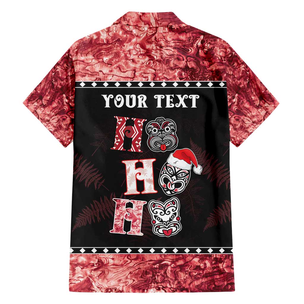Personalised New Zealand Tiki Christmas Hawaiian Shirt Ho Ho Ho Paua Shell Glitter Red LT05 - Polynesian Pride