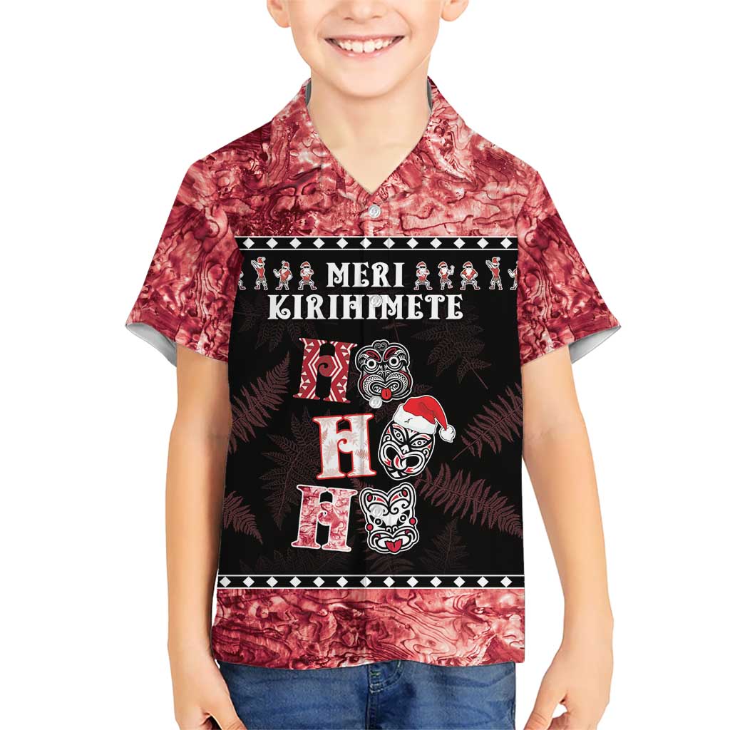 Personalised New Zealand Tiki Christmas Hawaiian Shirt Ho Ho Ho Paua Shell Glitter Red LT05 - Polynesian Pride