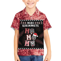 Personalised New Zealand Tiki Christmas Hawaiian Shirt Ho Ho Ho Paua Shell Glitter Red LT05 - Polynesian Pride