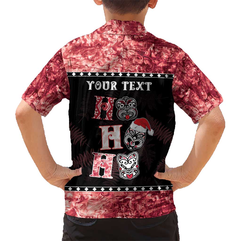 Personalised New Zealand Tiki Christmas Hawaiian Shirt Ho Ho Ho Paua Shell Glitter Red LT05 - Polynesian Pride