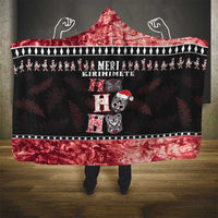 New Zealand Tiki Christmas Hooded Blanket Ho Ho Ho Paua Shell Glitter Red LT05 - Polynesian Pride