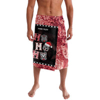 Personalised New Zealand Tiki Christmas Lavalava Ho Ho Ho Paua Shell Glitter Red LT05 Black - Polynesian Pride