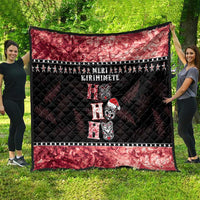 New Zealand Tiki Christmas Quilt Ho Ho Ho Paua Shell Glitter Red