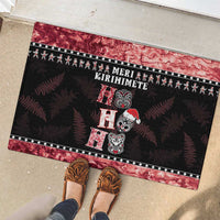 New Zealand Tiki Christmas Rubber Doormat Ho Ho Ho Paua Shell Glitter Red LT05 - Polynesian Pride