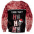 Personalised New Zealand Tiki Christmas Sweatshirt Ho Ho Ho Paua Shell Glitter Red