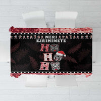 New Zealand Tiki Christmas Tablecloth Ho Ho Ho Paua Shell Glitter Red LT05 Black - Polynesian Pride