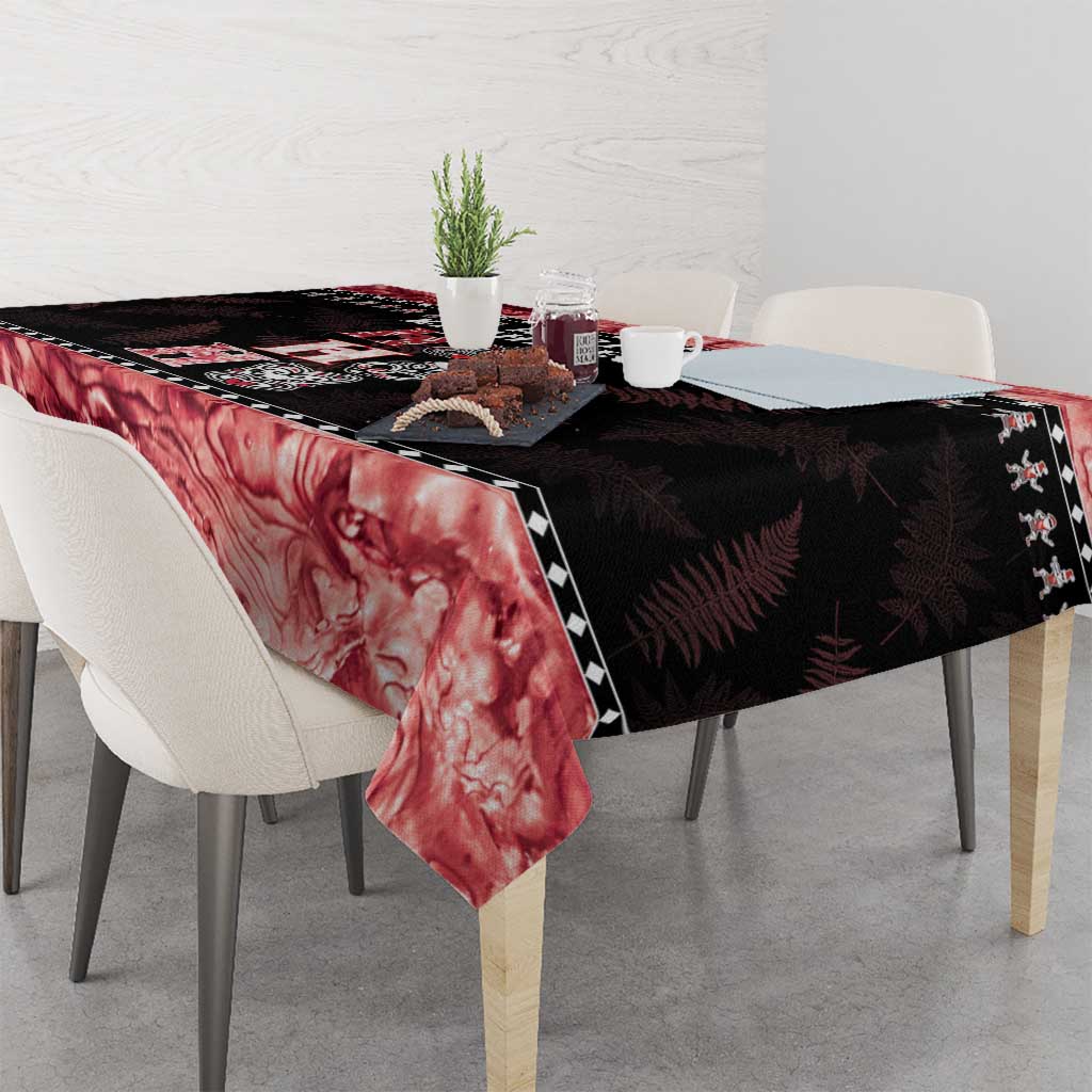 New Zealand Tiki Christmas Tablecloth Ho Ho Ho Paua Shell Glitter Red LT05 - Polynesian Pride