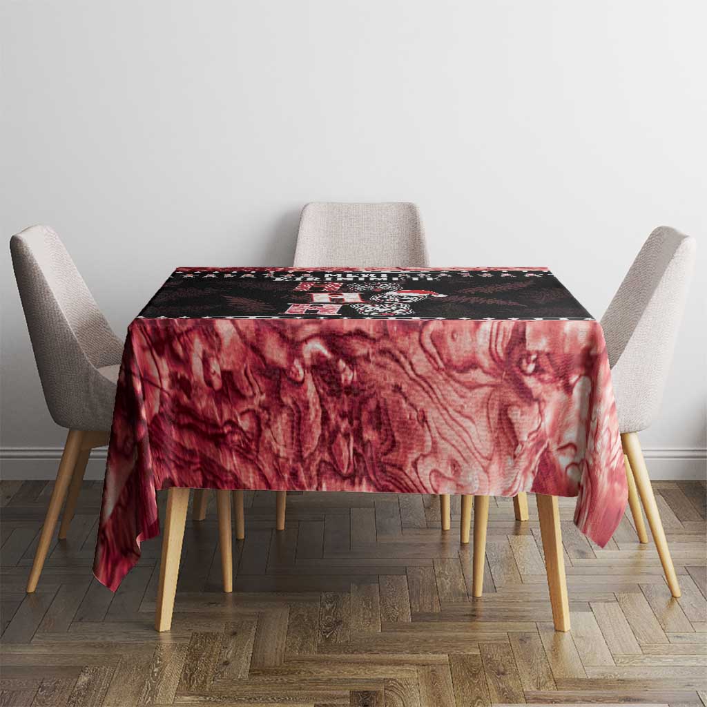 New Zealand Tiki Christmas Tablecloth Ho Ho Ho Paua Shell Glitter Red LT05 - Polynesian Pride