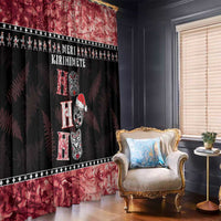 New Zealand Tiki Christmas Window Curtain Ho Ho Ho Paua Shell Glitter Red LT05 - Polynesian Pride