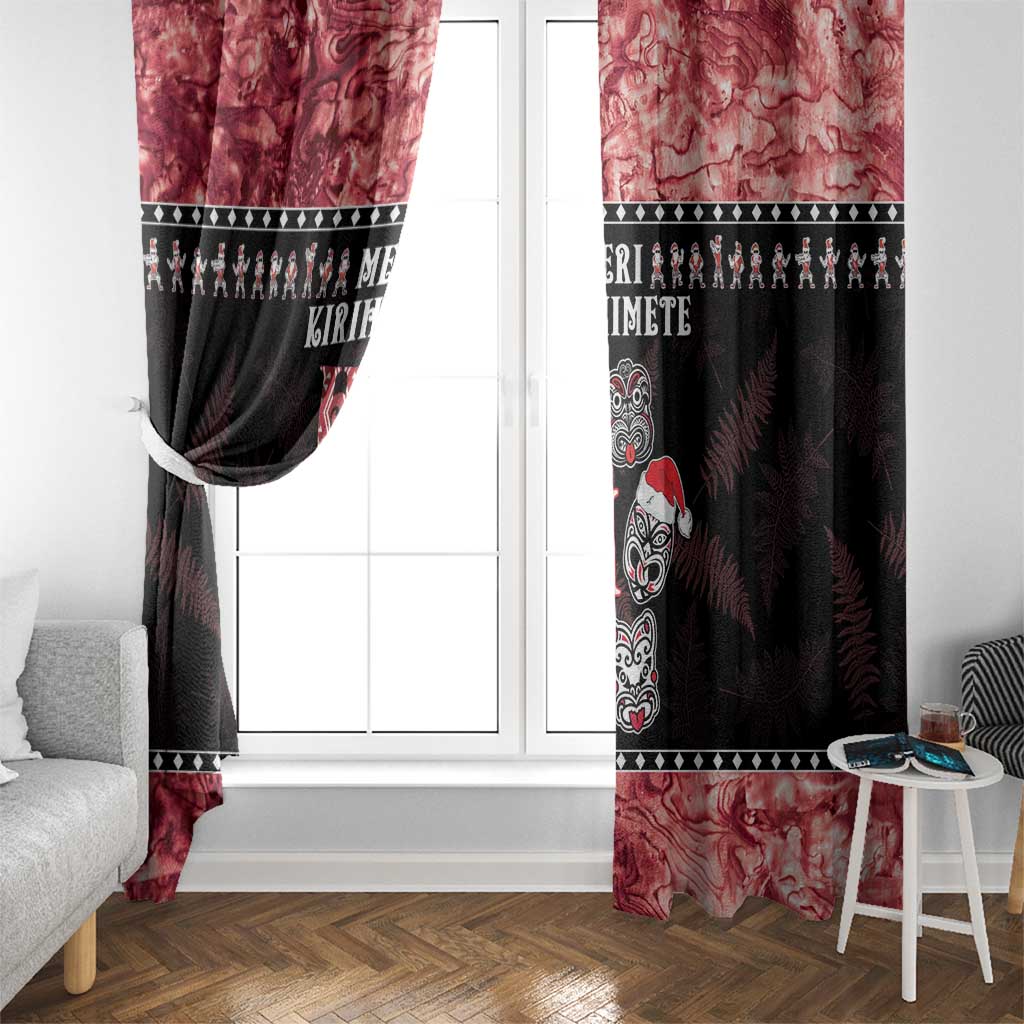 New Zealand Tiki Christmas Window Curtain Ho Ho Ho Paua Shell Glitter Red LT05 - Polynesian Pride