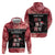 Personalised New Zealand Tiki Christmas Zip Hoodie Ho Ho Ho Paua Shell Glitter Red