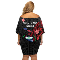 Samoa Independence Day Family Matching Off Shoulder Short Dress and Hawaiian Shirt Samoan Warriors Ula Fala LT05 - Polynesian Pride