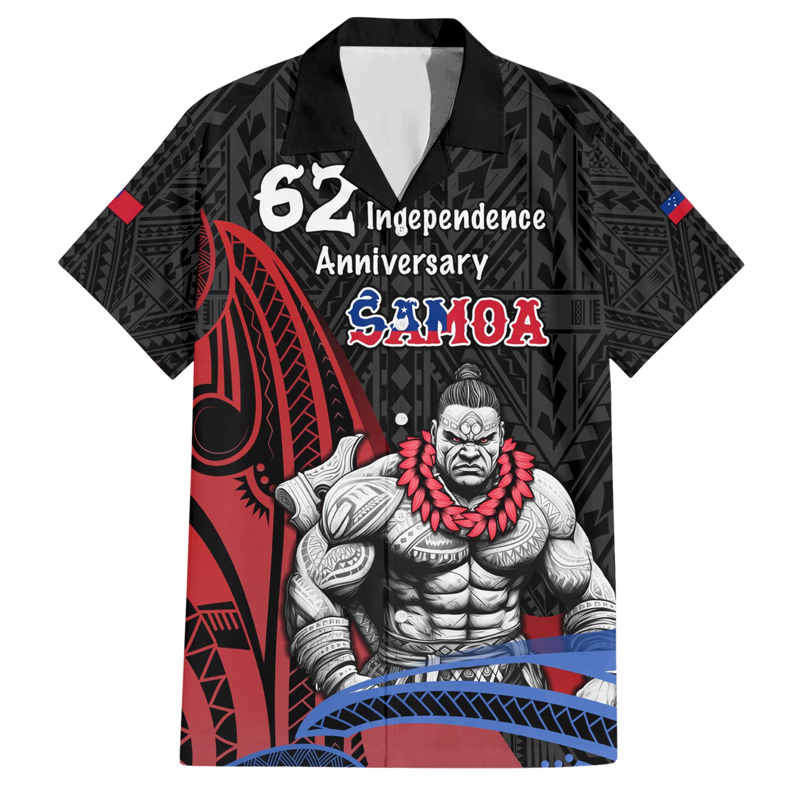 Samoa Independence Day Hawaiian Shirt Samoan Warriors Ula Fala LT05 Black - Polynesian Pride