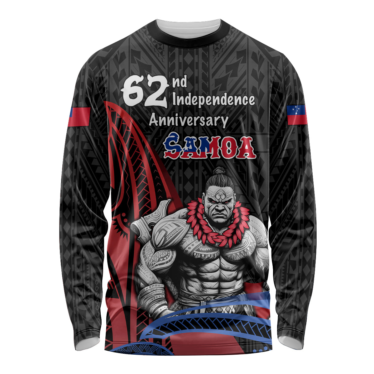 Samoa Independence Day Long Sleeve Shirt Samoan Warriors Ula Fala LT05 Unisex Black - Polynesian Pride