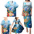 Personalised Kosrae Constitution Day Family Matching Puletasi Dress and Hawaiian Shirt Humpback Whale Tropical Flowers LT05 - Polynesian Pride