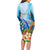 Personalised Kosrae Constitution Day Long Sleeve Bodycon Dress Humpback Whale Tropical Flowers LT05 - Polynesian Pride