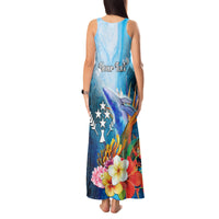 Personalised Kosrae Constitution Day Tank Maxi Dress Humpback Whale Tropical Flowers LT05 - Polynesian Pride
