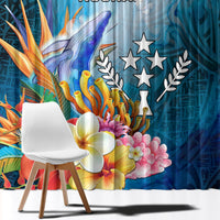 Kosrae Constitution Day Window Curtain Humpback Whale Tropical Flowers LT05 - Polynesian Pride