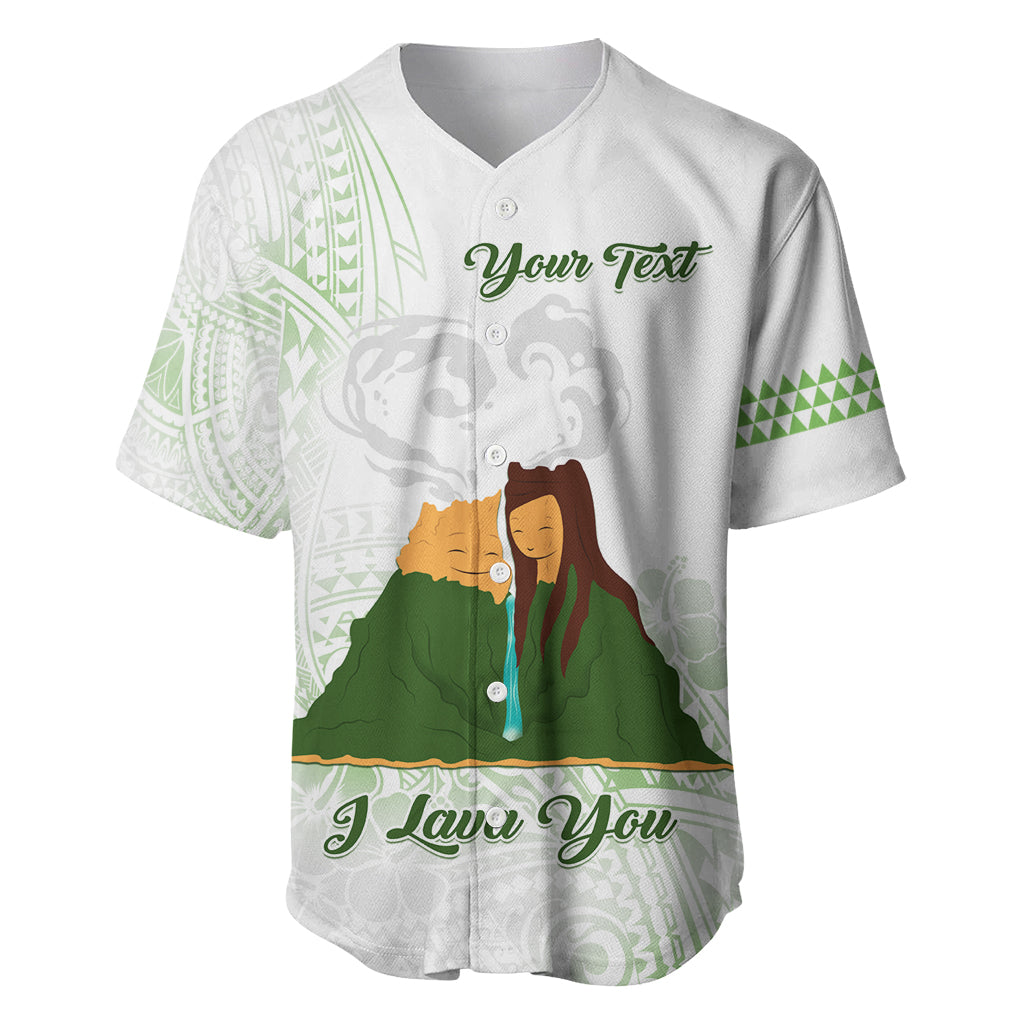 Personalised I LAVA YOU Volcano Valentine Baseball Jersey Polynesian Tribal Pattern LT05 White - Polynesian Pride