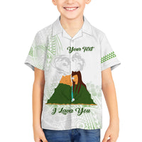 Personalised I LAVA YOU Volcano Valentine Family Matching Short Sleeve Bodycon Dress and Hawaiian Shirt Polynesian Tribal Pattern LT05 Son's Shirt White - Polynesian Pride